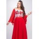 Rochie lunga rosie cu motive traditionale cu maci din voal vaporoasa Salomeea 4 - jojofashion.ro
