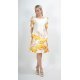 Rochie midi alba cu flori galbene croi A Barbara 2 - jojofashion.ro