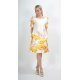 Rochie midi, croi A, alba cu flori galbene Barbara 2 - jojofashion.ro