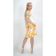 Rochie midi, croi A, alba cu flori galbene Barbara 3 - jojofashion.ro