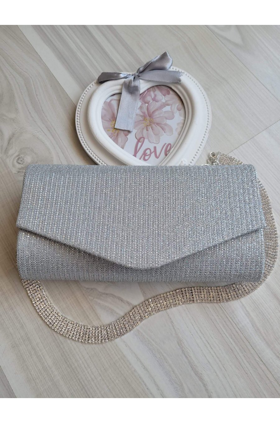 Geanta plic glitter argintiu Brightly 1 - jojofashion.ro