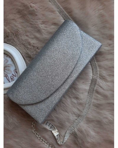 Geanta plic glitter argintiu Spark Genti dama, Geanta plic glitter argintiu Spark - jojofashion.ro