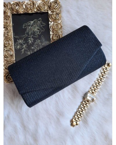 Geanta plic glitter negru Brightly Genti dama, Geanta plic glitter negru Brightly - jojofashion.ro