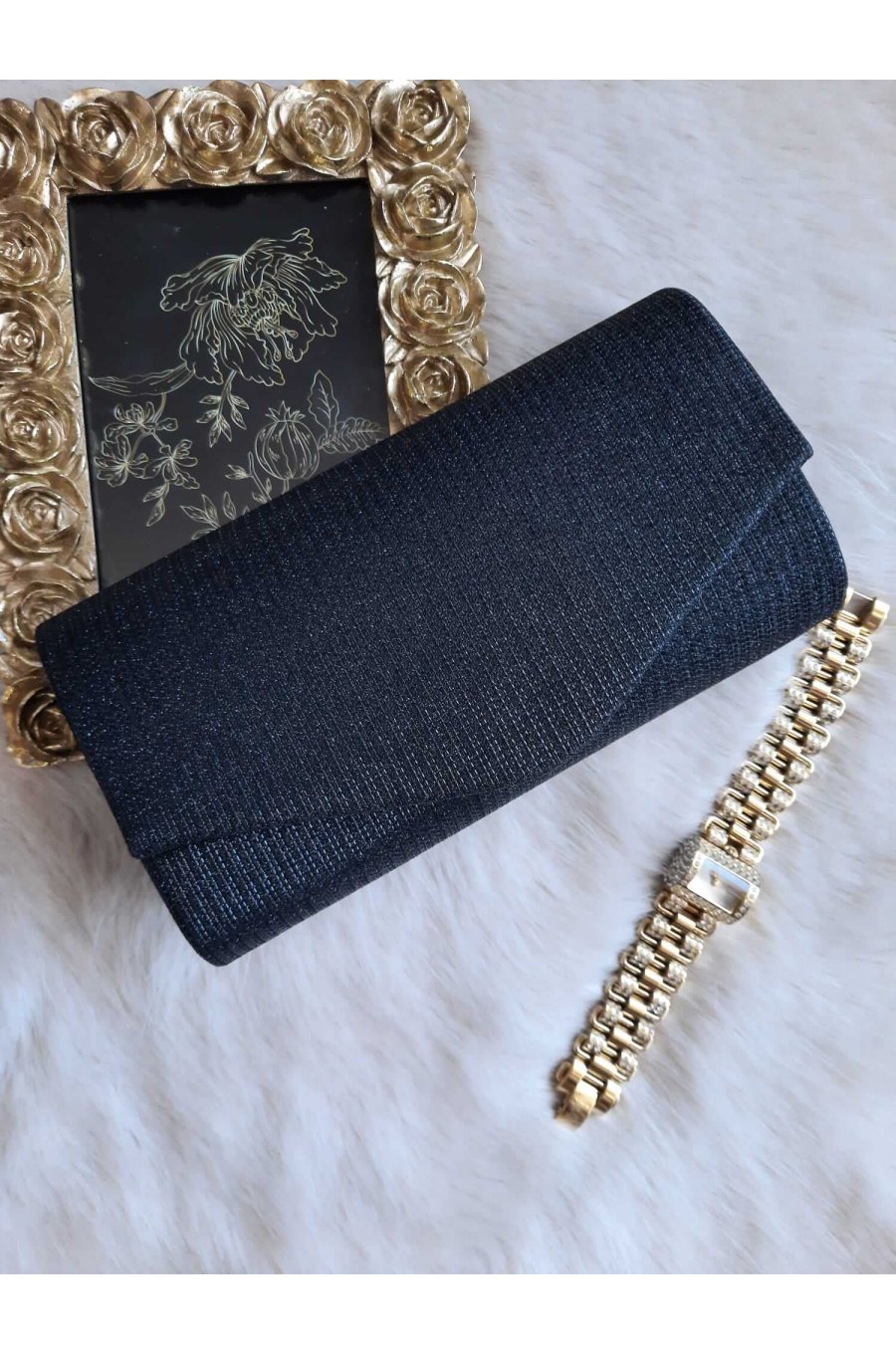 Geanta plic glitter negru Brightly Geanta plic glitter negru Brightly 2 - jojofashion.ro