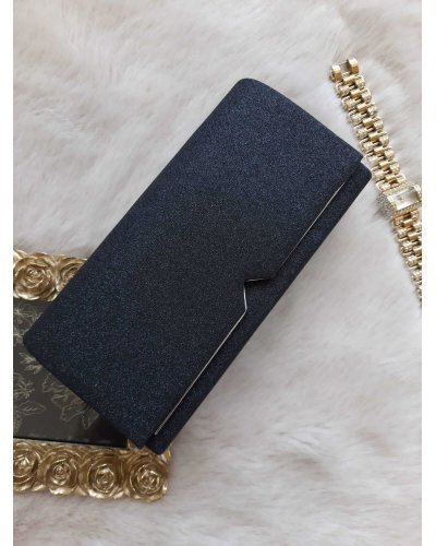 Geanta plic glitter negru Glossy Genti dama, Geanta plic glitter negru Glossy - jojofashion.ro