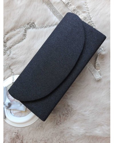 Geanta plic glitter negru Spark Genti dama, Geanta plic glitter negru Spark - jojofashion.ro