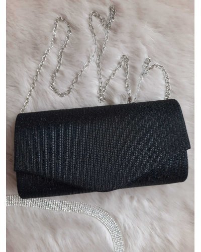 Geanta plic glitter negru Brightly Genti dama, Geanta plic glitter negru Brightly - jojofashion.ro