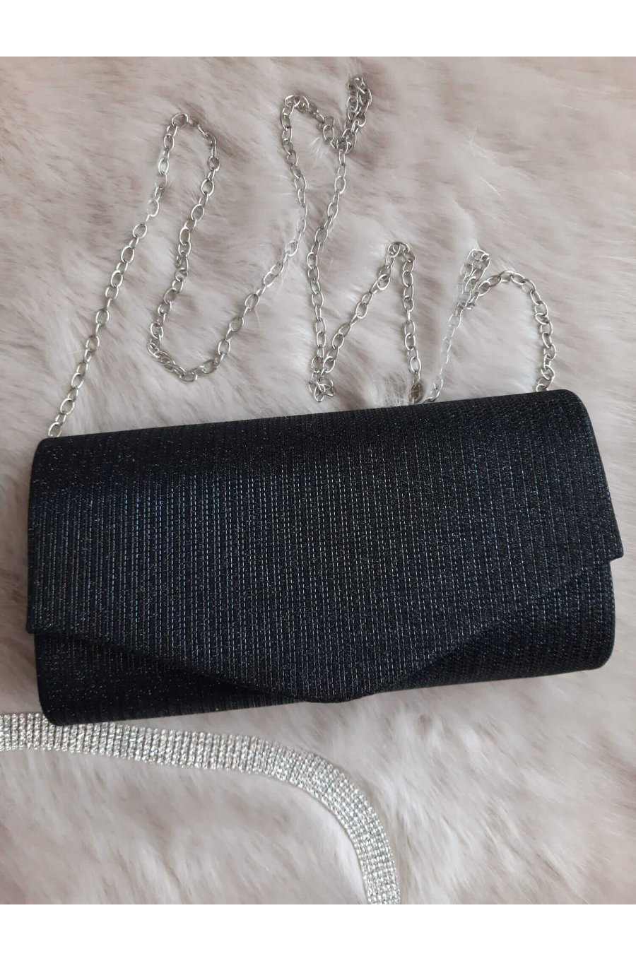 Geanta plic glitter negru Brightly Geanta plic glitter negru Brightly 1 - jojofashion.ro