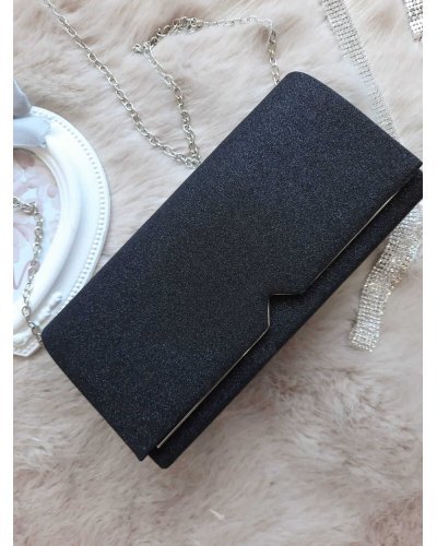 Geanta plic glitter negru Glossy Genti dama, Geanta plic glitter negru Glossy - jojofashion.ro