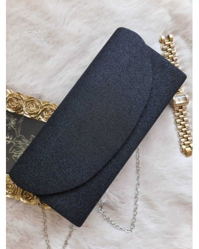 Geanta plic glitter negru Spark Genti dama, Geanta plic glitter negru Spark - jojofashion.ro