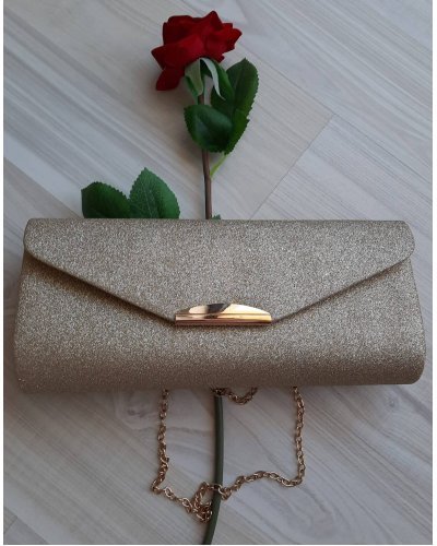 Geanta plic glitter auriu Glam Genti dama, Geanta plic glitter auriu Glam - jojofashion.ro