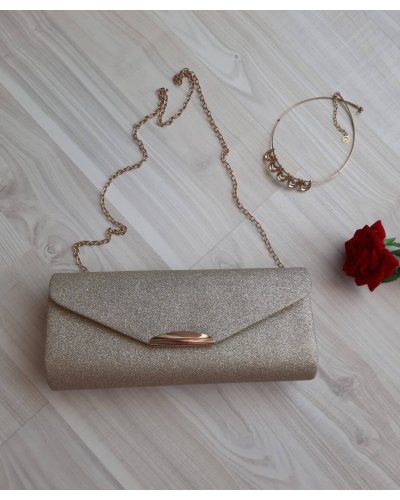 Geanta plic glitter auriu Glam Genti dama, Geanta plic glitter auriu Glam - jojofashion.ro