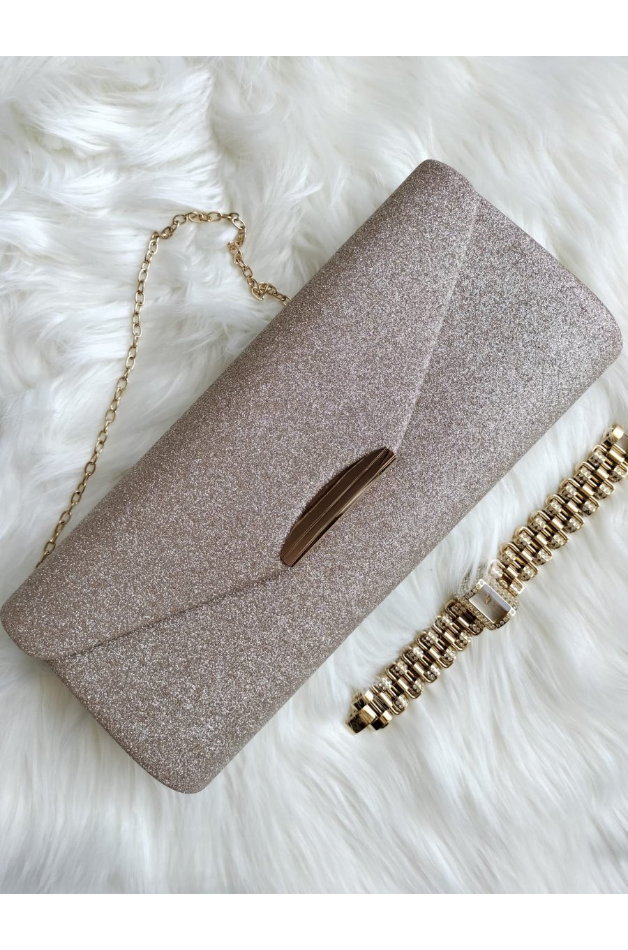 Geanta plic glitter bej sampanie Glam Geanta plic glitter bej sampanie Glam 1 - jojofashion.ro