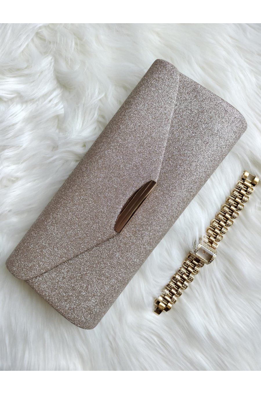 Geanta plic glitter bej sampanie Glam Geanta plic glitter bej sampanie Glam 2 - jojofashion.ro