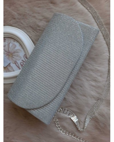 Plic glitter argintiu cu striatii Brilliance Genti dama, Plic glitter argintiu cu striatii Brilliance - jojofashion.ro
