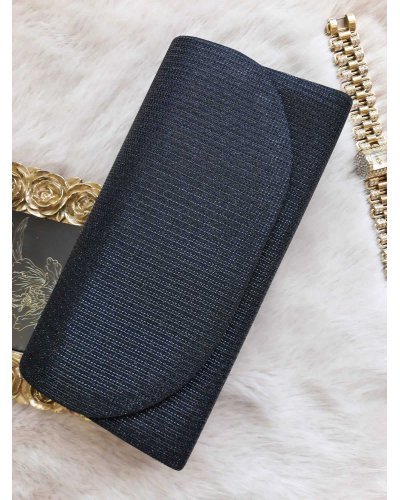 Plic glitter negru cu striatii Brilliance Genti dama, Plic glitter negru cu striatii Brilliance - jojofashion.ro
