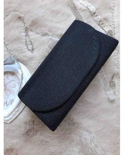 Plic glitter negru cu striatii Brilliance Genti dama, Plic glitter negru cu striatii Brilliance - jojofashion.ro