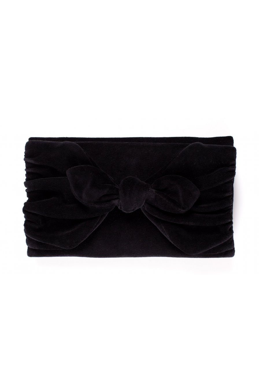 Clutch negru din catifea cu funda Croely 1 - jojofashion.ro