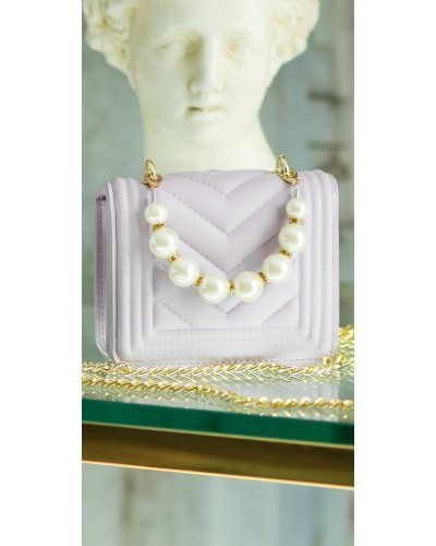 Geanta dama eleganta, din PU, lila, cu perle si lant auriu, Jessy Genti dama, Geanta dama eleganta, din PU, lila, cu perle si lant auriu, Jessy - jojofashion.ro