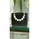 Geanta dama eleganta, din PU, neagra, cu perle si lant auriu, Jessy 2 - jojofashion.ro