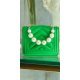 Geanta dama eleganta, din PU, verde, cu perle si lant auriu, Jessy 2 - jojofashion.ro