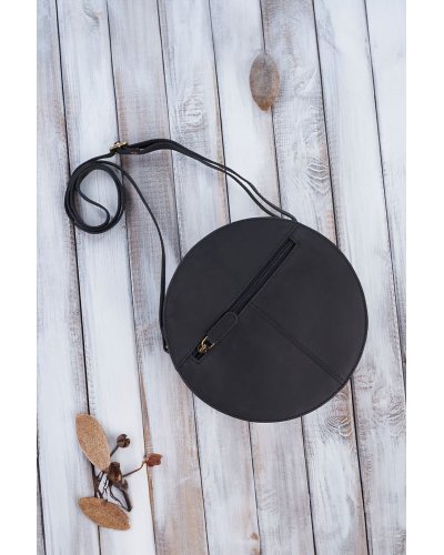 Geanta dama, rotunda, de umar, piele intoarsa neagra, vintage, Lethia Genti dama, Geanta dama, rotunda, de umar, piele intoarsa neagra, vintage, Lethia - jojofashion.ro