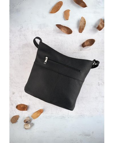 Geanta dama, tip postas, de umar, din piele neagra, Angeni Genti dama, Geanta dama, tip postas, de umar, din piele neagra, Angeni - jojofashion.ro
