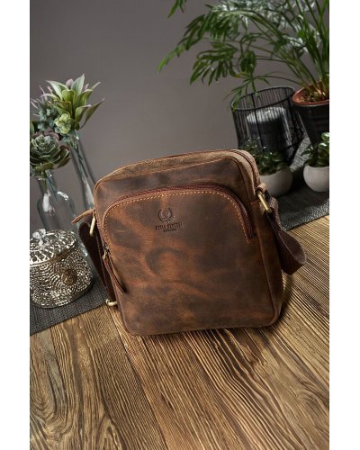 Geanta dama, vintage, de umar, din piele maro, Aquene Genti dama, Geanta dama, vintage, de umar, din piele maro, Aquene - jojofashion.ro