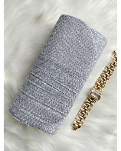 Geanta plic argintiu cu glitter, Deema Genti dama, Geanta plic argintiu cu glitter, Deema - jojofashion.ro