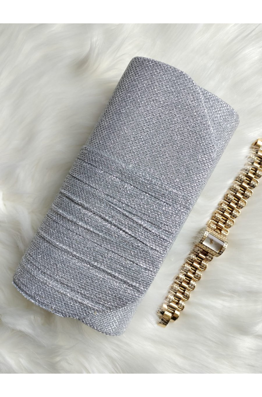 Geanta plic argintiu cu glitter, Deema Geanta plic argintiu cu glitter, Deema 1 - jojofashion.ro
