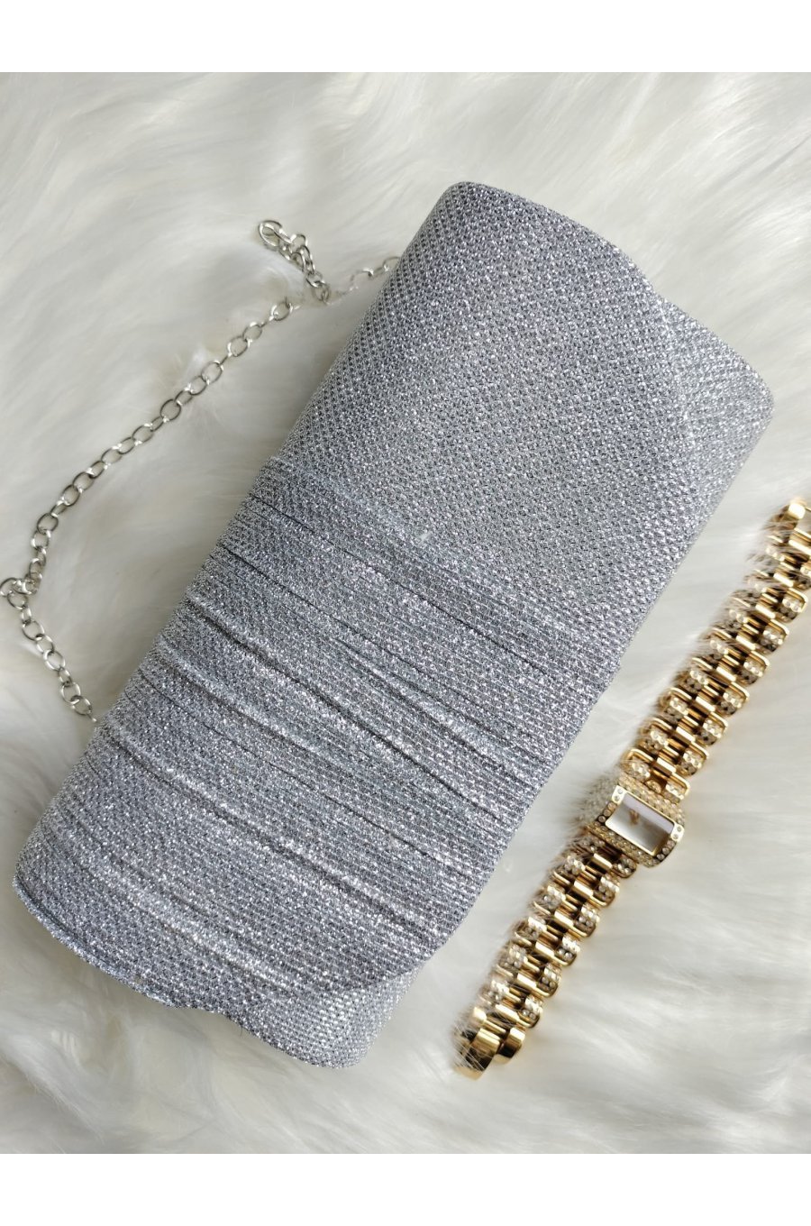 Geanta plic argintiu cu glitter, Deema Geanta plic argintiu cu glitter, Deema 2 - jojofashion.ro