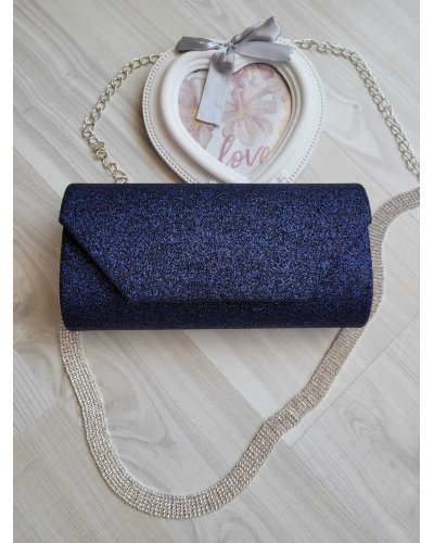 Geanta plic bleumarin glitter Glamy Genti dama, Geanta plic bleumarin glitter Glamy - jojofashion.ro