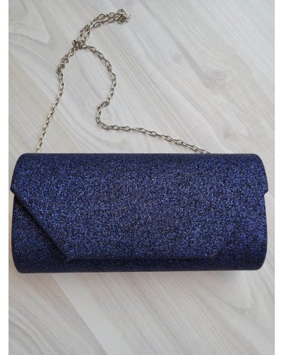 Geanta plic bleumarin glitter Glamy Genti dama, Geanta plic bleumarin glitter Glamy - jojofashion.ro