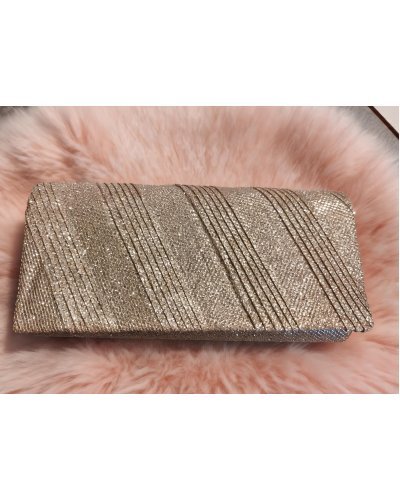 Genti dama, Geanta plic glitter sampanie crem Dariyah - jojofashion.ro