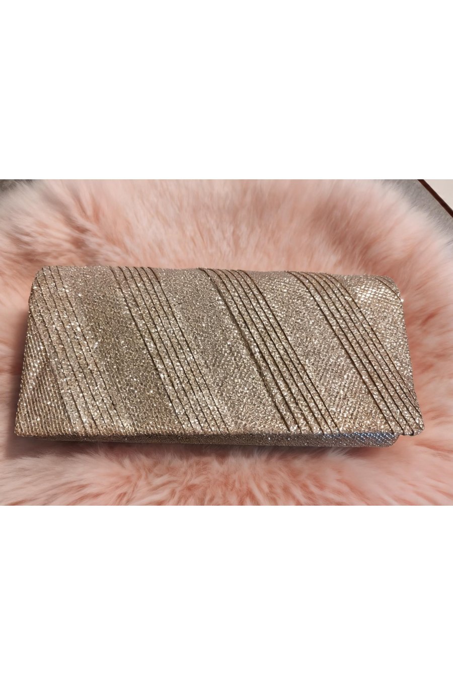Geanta plic glitter sampanie crem Dariyah 1 - jojofashion.ro