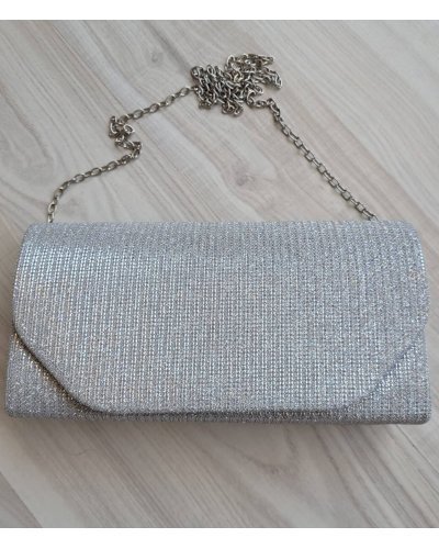Geanta plic glitter argintiu Diamond Genti dama, Geanta plic glitter argintiu Diamond - jojofashion.ro