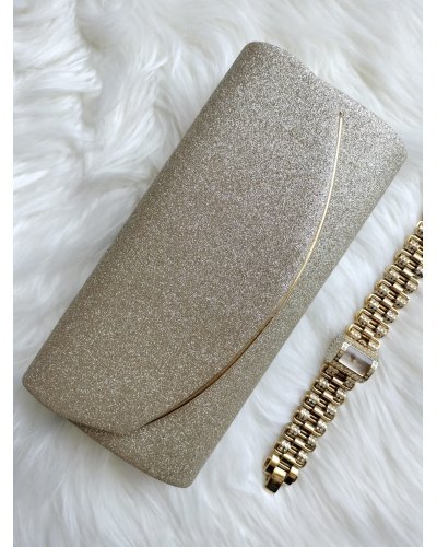 Geanta plic auriu, glitter, Ayla Genti dama, Geanta plic auriu, glitter, Ayla - jojofashion.ro