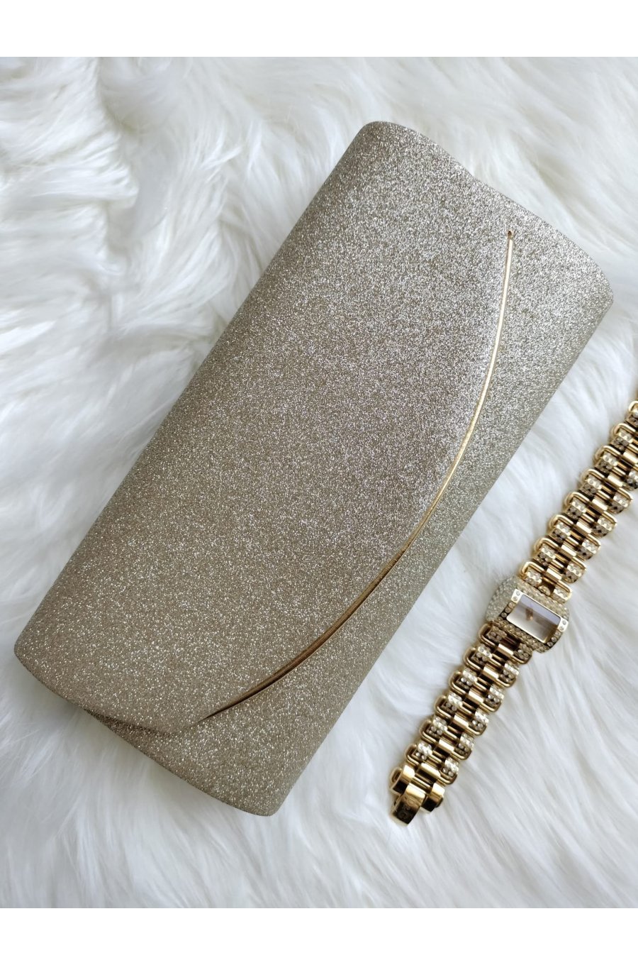 Geanta plic auriu, glitter, Ayla 1 - jojofashion.ro