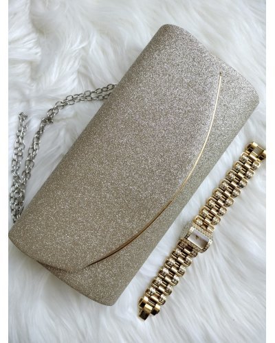 Geanta plic auriu, glitter, Ayla Genti dama, Geanta plic auriu, glitter, Ayla - jojofashion.ro