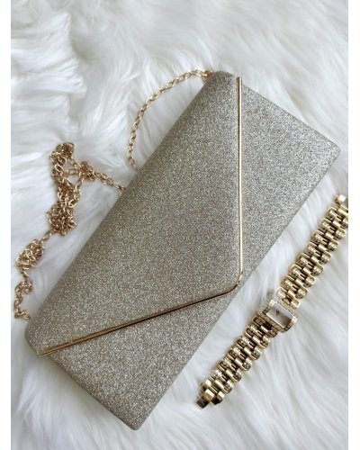 Geanta plic auriu, glitter, Sheeny Genti dama, Geanta plic auriu, glitter, Sheeny - jojofashion.ro
