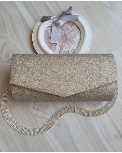Geanta plic glitter auriu Diva Genti dama, Geanta plic glitter auriu Diva - jojofashion.ro