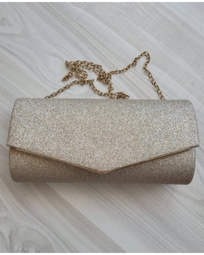 Geanta plic glitter auriu Diva Genti dama, Geanta plic glitter auriu Diva - jojofashion.ro