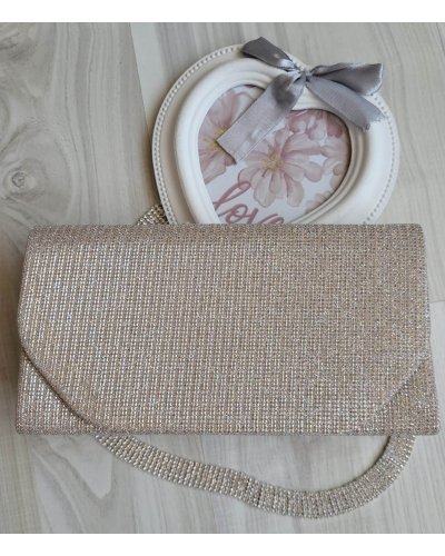 Geanta plic glitter crem Diamond Genti dama, Geanta plic glitter crem Diamond - jojofashion.ro