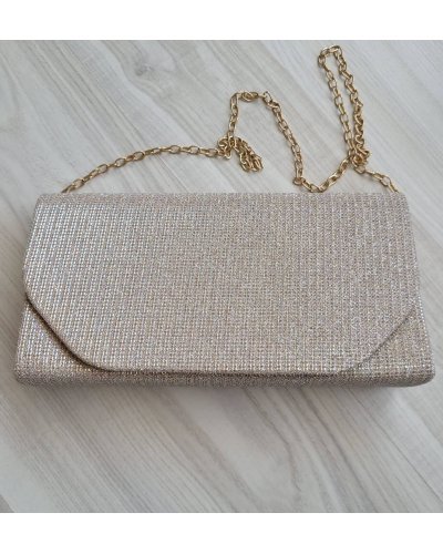 Geanta plic glitter crem Diamond Genti dama, Geanta plic glitter crem Diamond - jojofashion.ro
