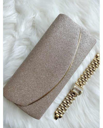 Geanta plic, crem sampanie, glitter, Ayla Genti dama, Geanta plic, crem sampanie, glitter, Ayla - jojofashion.ro