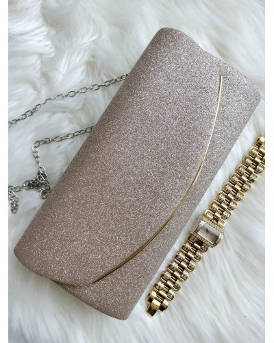 Geanta plic, crem sampanie, glitter, Ayla Genti dama, Geanta plic, crem sampanie, glitter, Ayla - jojofashion.ro