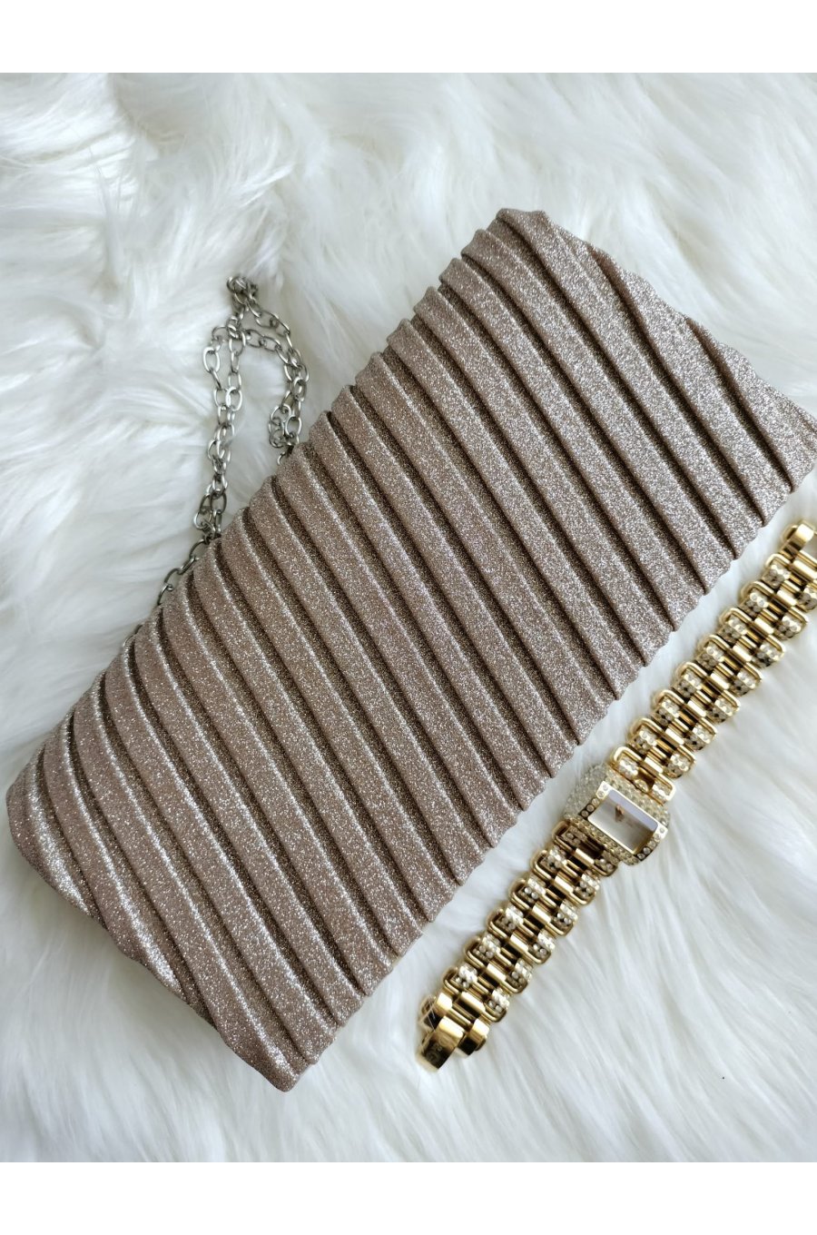 Geanta plic, crem sampanie, glitter, Dazzling Geanta plic, crem sampanie, glitter, Dazzling 2 - jojofashion.ro