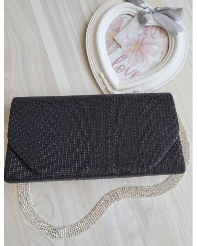 Geanta plic glitter negru Diamond Genti dama, Geanta plic glitter negru Diamond - jojofashion.ro