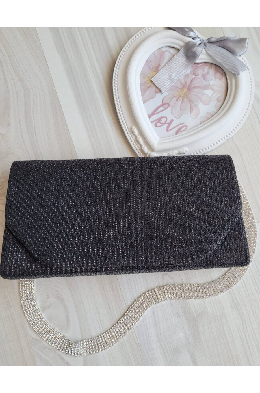 Geanta plic glitter negru Diamond Geanta plic glitter negru Diamond 1 - jojofashion.ro