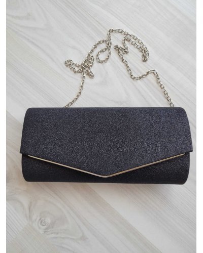 Geanta plic glitter negru Diva Genti dama, Geanta plic glitter negru Diva - jojofashion.ro